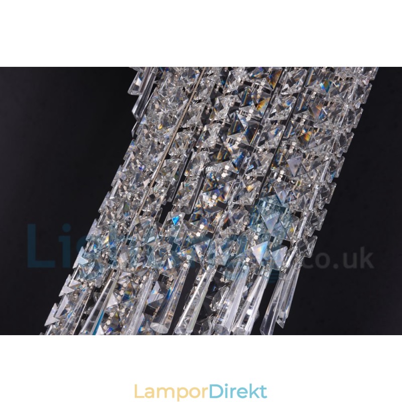 4 X Gu10 + 8 X G4 150 Cm Long Crystal Drop Light Modern K9 Crystal Round Flush Mount Taklampa