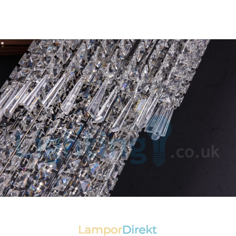 4 X Gu10 + 8 X G4 150 Cm Long Crystal Drop Light Modern K9 Crystal Round Flush Mount Taklampa