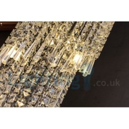 4 X Gu10 + 8 X G4 150 Cm Long Crystal Drop Light Modern K9 Crystal Round Flush Mount Taklampa