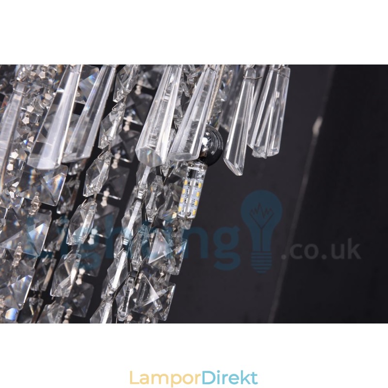 4 X Gu10 + 8 X G4 150 Cm Long Crystal Drop Light Modern K9 Crystal Round Flush Mount Taklampa