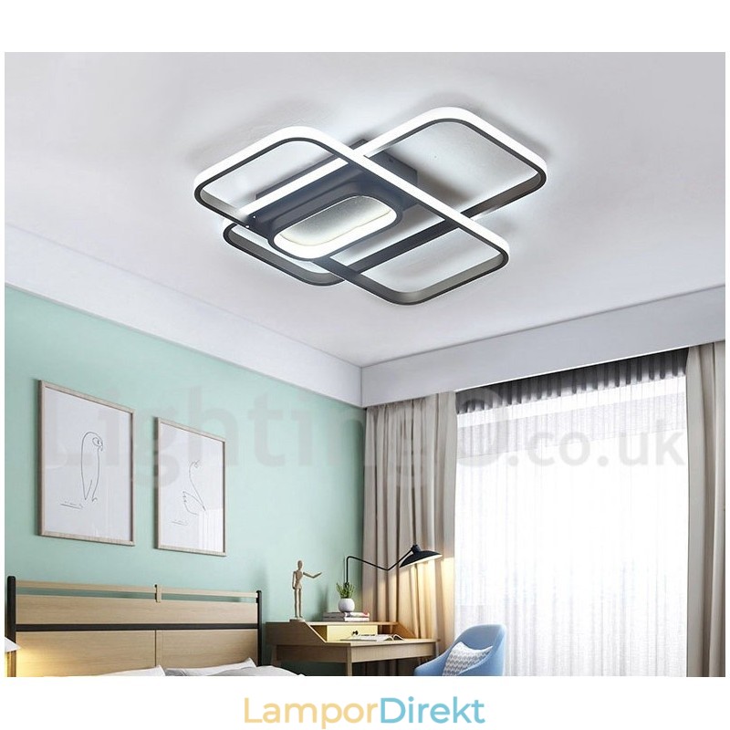 Modern Samtida Aluminiummålning Taklampa Flush Mount Light Med Fjärrdimmer Kan Också Användas Som Vägglampa