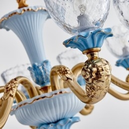 Retro Vintage Mässing Keramik Hängande Ljus Ljuskrona Med Glasskärmar