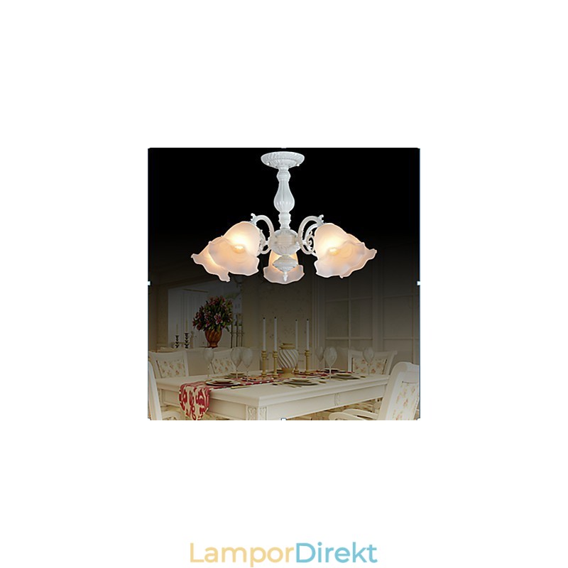 Flush Mount Five Lights White European Retro Classic