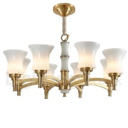 Ren Mässing Lyxig Rustik Retro Vintage Mässing Sten Hängande Ljuskrona Med Glasskärmar