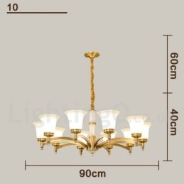Ren Mässing Lyxig Rustik Retro Vintage Mässing Sten Hängande Ljuskrona Med Glasskärmar