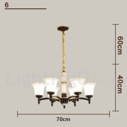 Ren Mässing Lyxig Rustik Retro Vintage Mässing Sten Hängande Ljuskrona Med Glasskärmar