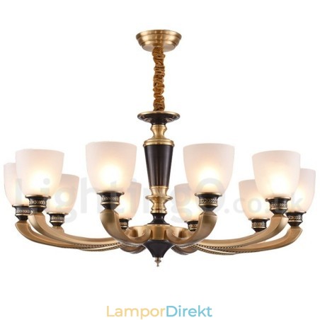 Ren Mässing Lyxig Rustik Retro Vintage Mässingshängande Ljuskrona Med Glasskärmar Ren Mässing Lyxig Rustik Retro Vintage Mässingshängande Ljuskrona Med Glasskärmar