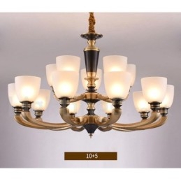 Ren Mässing Lyxig Rustik Retro Vintage Mässingshängande Ljuskrona Med Glasskärmar