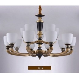 Ren Mässing Lyxig Rustik Retro Vintage Mässingshängande Ljuskrona Med Glasskärmar