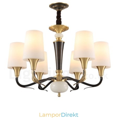 Ren Mässing Lyxig Rustik Retro Vintage Mässing Sten Hängande Ljuskrona Med Glasskärmar Ren Mässing Lyxig Rustik Retro Vintage Mässing Sten Hängande Ljuskrona Med Glasskärmar