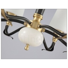 Ren Mässing Lyxig Rustik Retro Vintage Mässing Sten Hängande Ljuskrona Med Glasskärmar