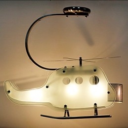 Enkel Barnlampa Cartoon Glass Helikopterlampa