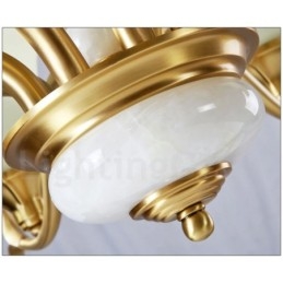 Ren Mässing Lyxig Rustik Retro Vintage Mässing Sten Hängande Ljuskrona Med Glasskärmar