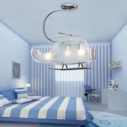 Enkel Barnlampa Cartoon Glass Helikopterlampa