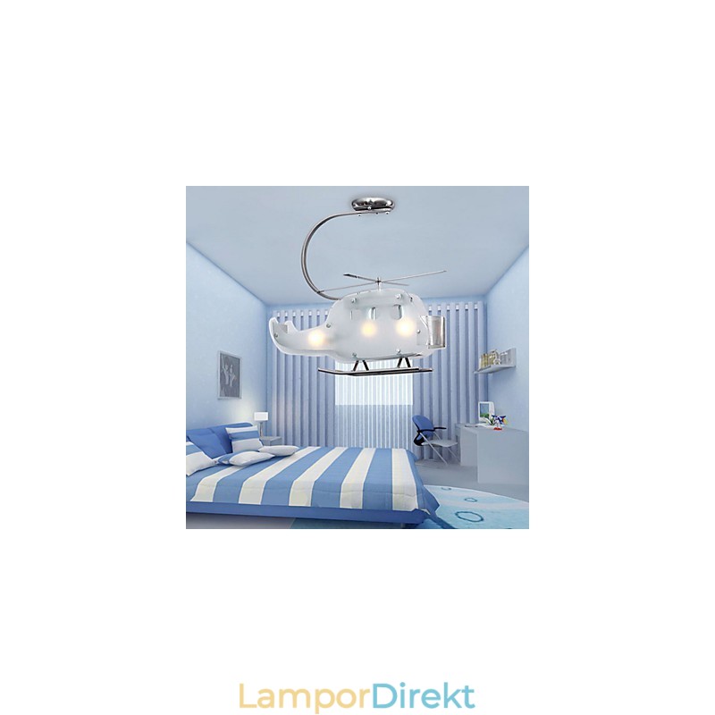 Enkel Barnlampa Cartoon Glass Helikopterlampa
