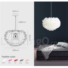 Flerfärgad Fjäderljuskrona Modern Samtida Taklampa