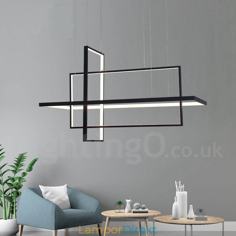 Dimbar Linjär Taklampa Med Fjärrkontroll Ambient Light Målad Finish Aluminium Modern Design