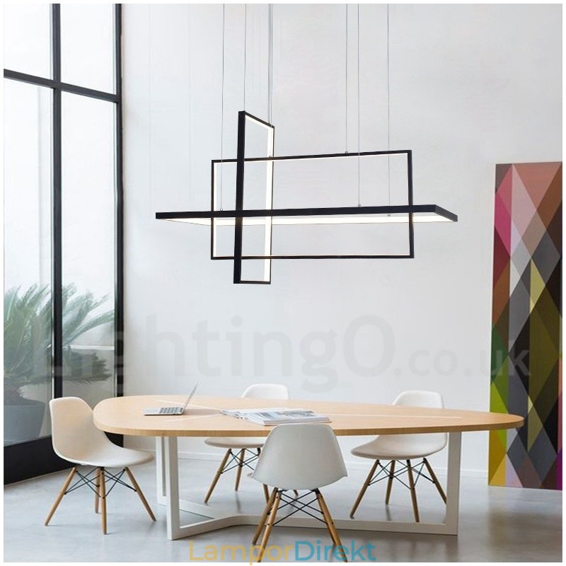 Dimbar Linjär Taklampa Med Fjärrkontroll Ambient Light Målad Finish Aluminium Modern Design