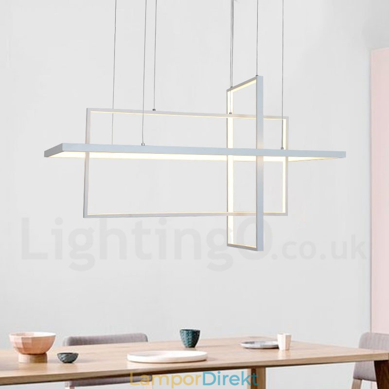 Dimbar Linjär Taklampa Med Fjärrkontroll Ambient Light Målad Finish Aluminium Modern Design