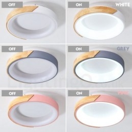 Dimbar Multi Colours Rund Trä Taklampa Med Akryl Skärm Taklampa Nordic Style
