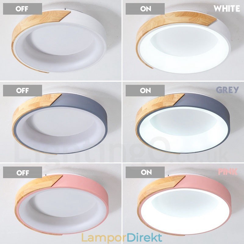 Dimbar Multi Colours Rund Trä Taklampa Med Akryl Skärm Taklampa Nordic Style