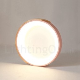 Dimbar Multi Colours Rund Trä Taklampa Med Akryl Skärm Taklampa Nordic Style