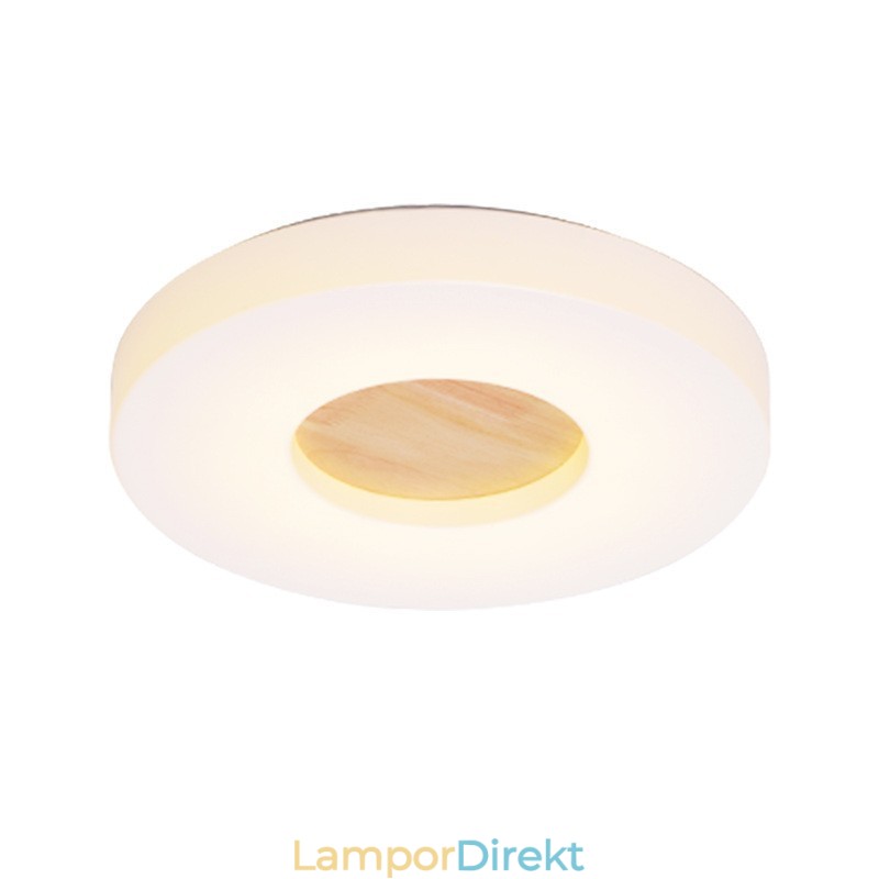 Dimbar Ultratunn Taklampa I Rund Trä Med Taklampa I Akryl I Nordisk Stil