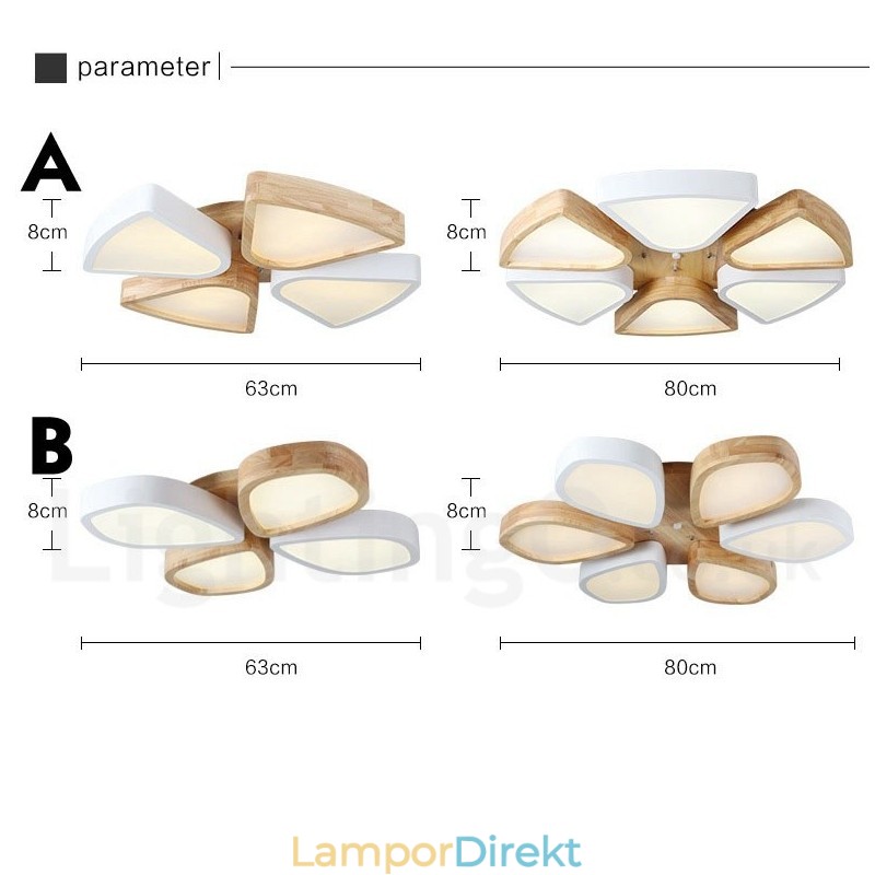Dimbar Ultratunn Taklampa Med Kronblad I Trä Med Taklampa I Akryl I Nordisk Stil