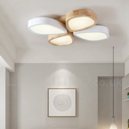 Dimbar Ultratunn Taklampa Med Kronblad I Trä Med Taklampa I Akryl I Nordisk Stil