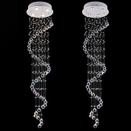 Kristall Taklampa Ljuskrona Belysning 4 Lampor Silver Canpoy Klar K9 Crystal Helix Taklampor H150Cm