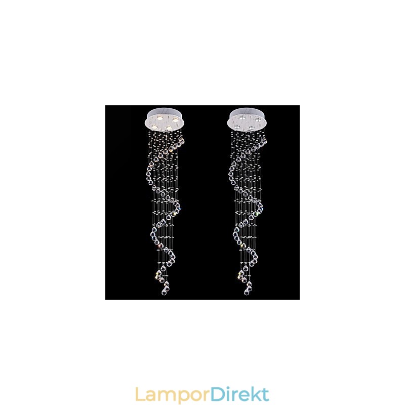 Kristall Taklampa Ljuskrona Belysning 4 Lampor Silver Canpoy Klar K9 Crystal Helix Taklampor H150Cm