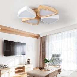 Dimbar Ultratunn Taklampa Med Kronblad I Trä Med Taklampa I Akryl I Nordisk Stil