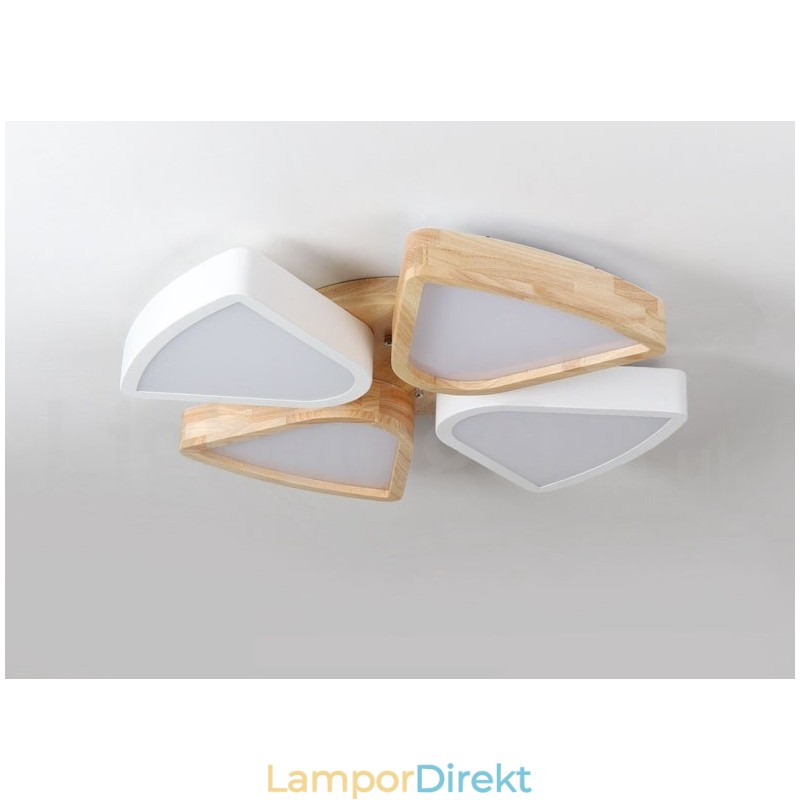 Dimbar Ultratunn Taklampa Med Kronblad I Trä Med Taklampa I Akryl I Nordisk Stil