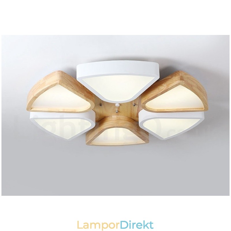 Dimbar Ultratunn Taklampa Med Kronblad I Trä Med Taklampa I Akryl I Nordisk Stil