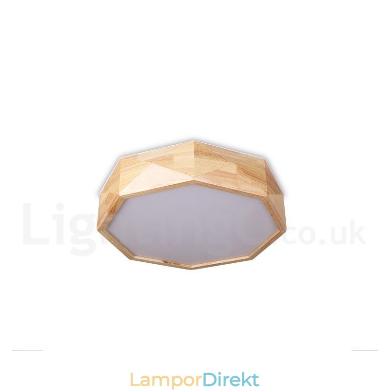 Dimbar Taklampa I Trä Med Akrylskärm Taklampa Nordic Style