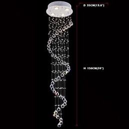 Kristall Taklampa Ljuskrona Belysning 4 Lampor Silver Canpoy Klar K9 Crystal Helix Taklampor H150Cm