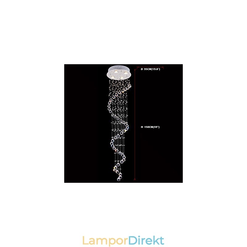 Kristall Taklampa Ljuskrona Belysning 4 Lampor Silver Canpoy Klar K9 Crystal Helix Taklampor H150Cm