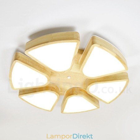 Taklampa I Träkronblad Med Taklampa I Akryl I Nordisk Stil Taklampa I Träkronblad Med Taklampa I Akryl I Nordisk Stil