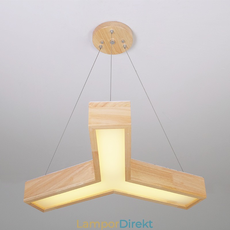 Wood Modern Triangel Pendellampa