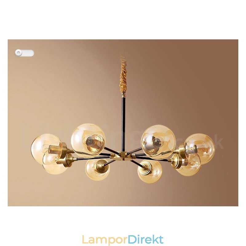 Ren Mässing Lyxig Rustik Retro Vintage Mässing Hängande Ljuskrona Med Glasskärmar
