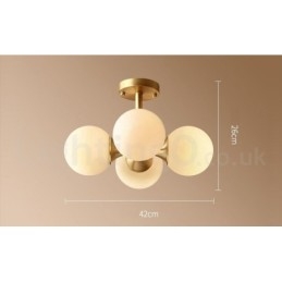 4 Ljus, Ren Mässing, Modern, Modern, Enkel, Rustik, Retro Vintage, Infälld Taklampa Med Glasskärmar