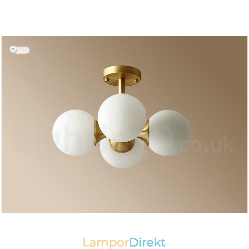 4 Ljus, Ren Mässing, Modern, Modern, Enkel, Rustik, Retro Vintage, Infälld Taklampa Med Glasskärmar