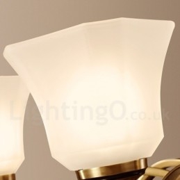 Ren Mässing Stor Lyxig Rustik Retro Vintage Mässing Hängande Ljuskrona Med Glasskärmar