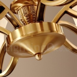 Ren Mässing Stor Lyxig Rustik Retro Vintage Mässing Hängande Ljuskrona Med Glasskärmar