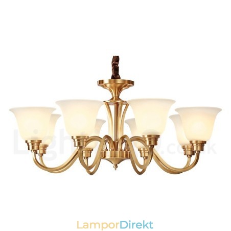 Ren Mässing Stor Lyxig Rustik Retro Vintage Hängande Ljuskrona I Massiv Mässing Med Glasskärmar Ren Mässing Stor Lyxig Rustik Retro Vintage Hängande Ljuskrona I Massiv Mässing Med Glasskärmar