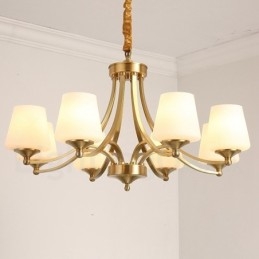 Ren Mässing Stor Lyxig Rustik Retro Vintage Mässing Hängande Ljuskrona Med Glasskärmar