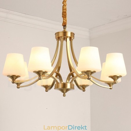 Ren Mässing Stor Lyxig Rustik Retro Vintage Mässing Hängande Ljuskrona Med Glasskärmar Ren Mässing Stor Lyxig Rustik Retro Vintage Mässing Hängande Ljuskrona Med Glasskärmar