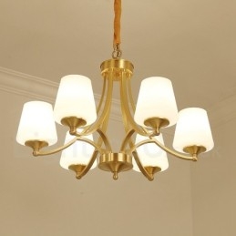 Ren Mässing Stor Lyxig Rustik Retro Vintage Mässing Hängande Ljuskrona Med Glasskärmar