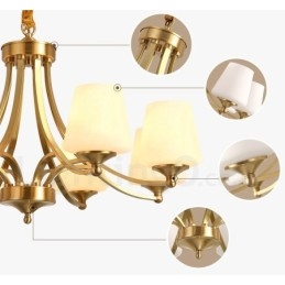 Ren Mässing Stor Lyxig Rustik Retro Vintage Mässing Hängande Ljuskrona Med Glasskärmar