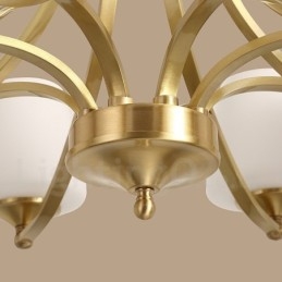 Ren Mässing Stor Lyxig Rustik Retro Vintage Mässing Hängande Ljuskrona Med Glasskärmar